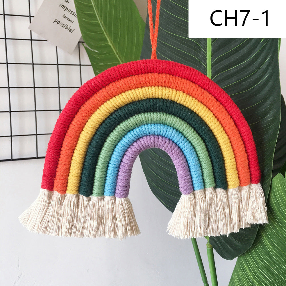 Nordic Style Home Children's Room Decoration Pendant Woven Rainbow Pendant Wall Decoration Pendant 7 Pieces