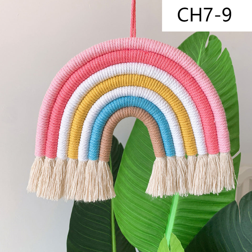 Nordic Style Home Children's Room Decoration Pendant Woven Rainbow Pendant Wall Decoration Pendant 7 Pieces