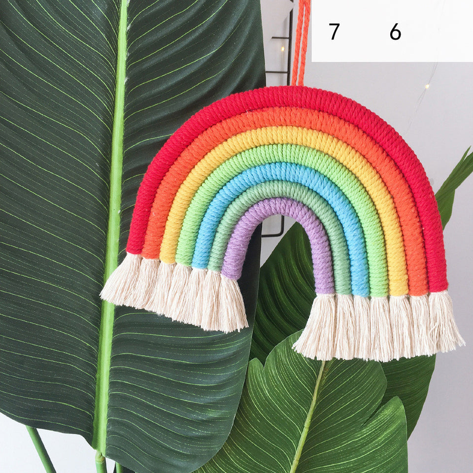 Nordic Style Home Children's Room Decoration Pendant Woven Rainbow Pendant Wall Decoration Pendant 7 Pieces